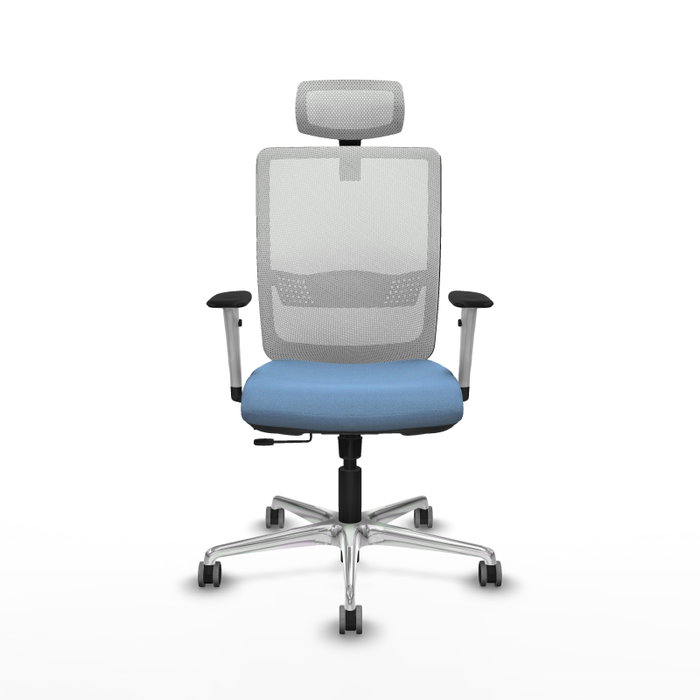 PIQUERAS Y CRESPO Silla de oficina Haches con mecanismo Sincro/Traslack, Azul cielo y Blanco