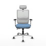 PIQUERAS Y CRESPO Silla de oficina Haches con mecanismo Sincro/Traslack, Azul cielo y Blanco
