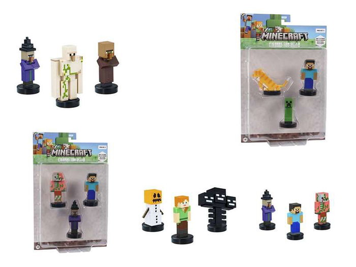 Bizak Figura Minecraft Pack de 3 Figuras, Modelos Surtidos