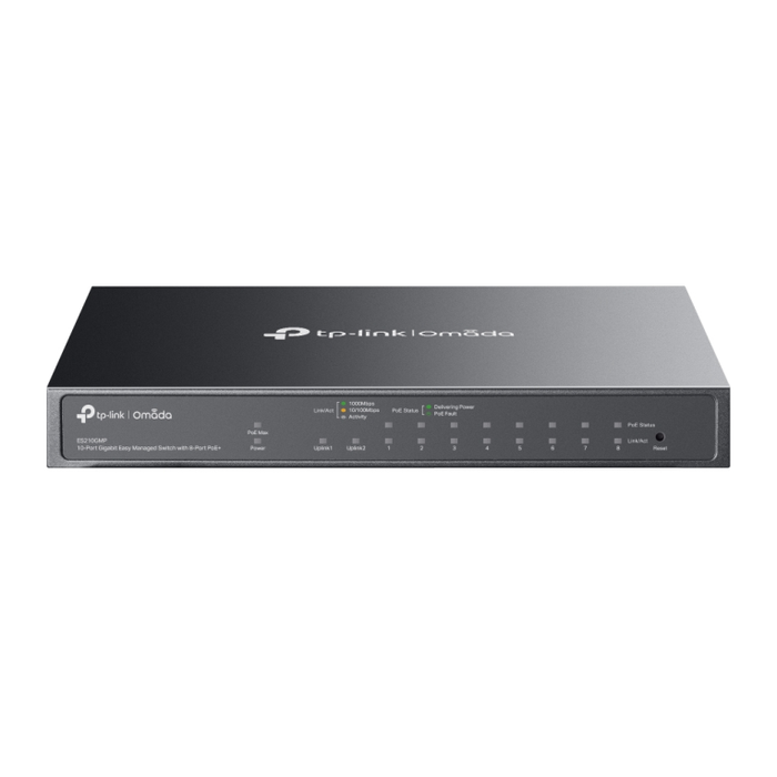 TP-Link ES210GMP Switch Gestionado Gigabit Ethernet 10 Puertos RJ-45, PoE 123W, Color Negro