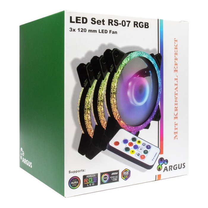 Inter-Tech ARGUS RGB-FAN SET RS-07 Set de 3 ventiladores LED 120x120x25 mm Inter-Tech ARGUS RGB-FAN SET RS-07 Set de 3 ventiladores LED 120x120x25 mm