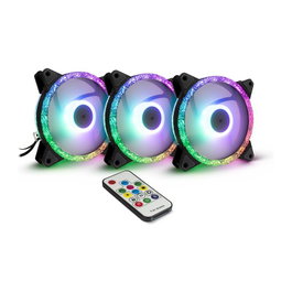 Inter-Tech ARGUS RGB-FAN SET RS-07 Set de 3 ventiladores LED 120x120x25 mm