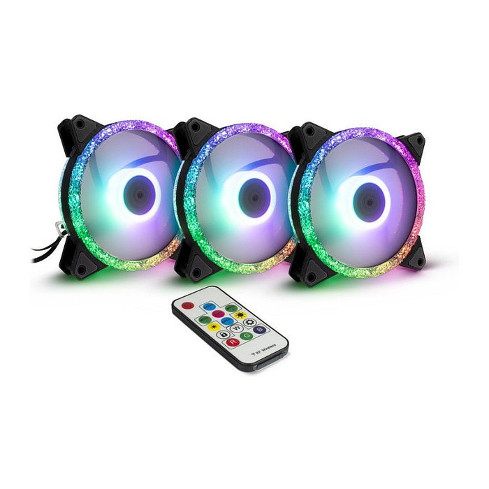 Inter-Tech ARGUS RGB-FAN SET RS-07 Set de 3 ventiladores LED 120x120x25 mm Inter-Tech ARGUS RGB-FAN SET RS-07 Set de 3 ventiladores LED 120x120x25 mm