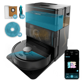 Cecotec Conga X50 Robot Aspirador con Estación Autovaciado All-in Home, Navegación LaserEye 15000 Pa, Cepillo Multifunción para Alfombras y Suelos Duros, Negro