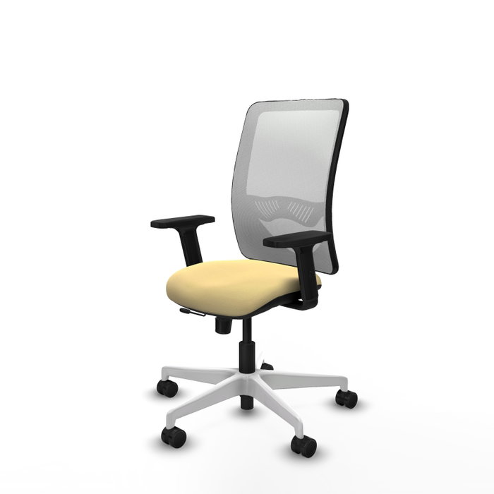 PIQUERAS Y CRESPO Silla de oficina Zulema con mecanismo Sincro/Traslack, Similpiel Crema y Malla Blanco