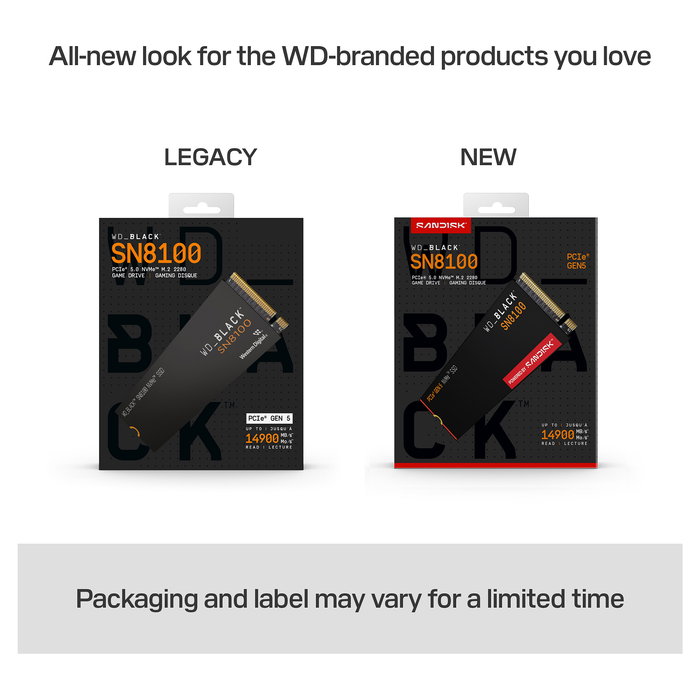 Western Digital WD_BLACK SN8100 4TB NVMe PCIe 5.0 x4 M.2 SSD - 14900 MB/s Leer, 14000 MB/s Escribir - 2280, TLC 3D NAND