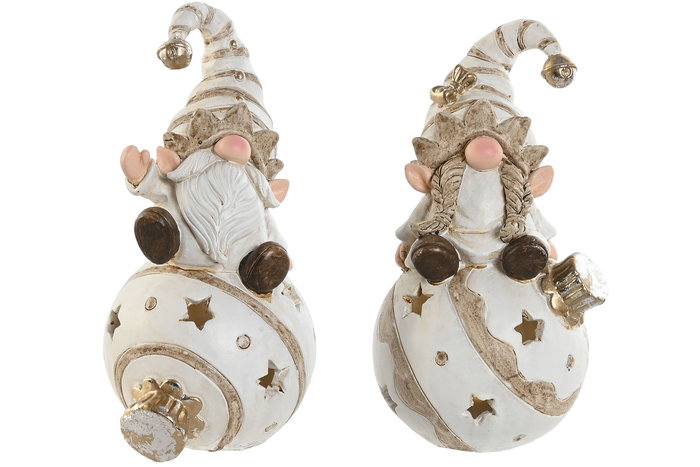 Figura Navidad Moderna DKD Home Decor Dorado Blanco 9 x 18.5 x 10 cm (4 Unidades)