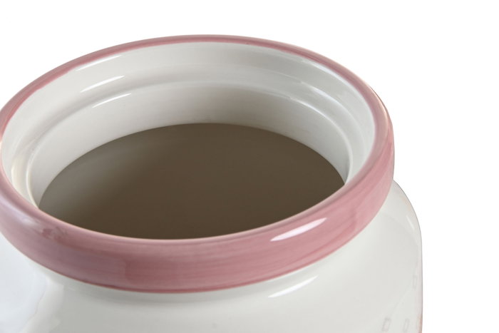 DKD Home Decor Bote Pixel Love Rosa y Blanco
