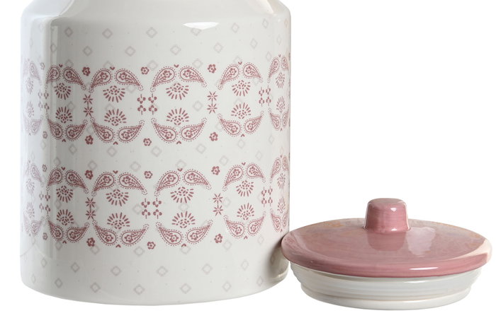 DKD Home Decor Bote Pixel Love Rosa y Blanco