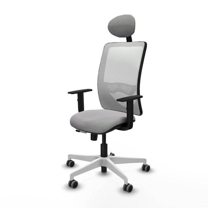 PIQUERAS Y CRESPO Silla de oficina Zulema con mecanismo Sincro/Traslack, Gris claro y Blanco
