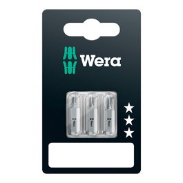 Wera Puntas Pozidriv PZ1, PZ2, PZ3 x 25 mm, Hexagonal 1/4 Pulg, 3 Piezas en Blister, Norma DIN ISO 1173-D, Aplicación Universal