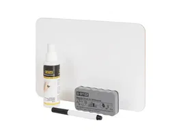 Bi-Office Set Escolar de 35 Pizarras Blancas de Melamina Doble Cara A4 + 35 Borradores + 35 Rotuladores + 1 Spray Limpiador para Aulas