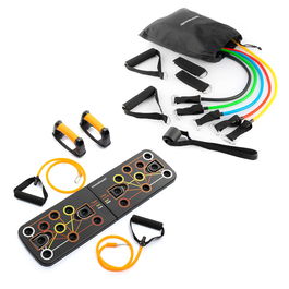 Pack Tabla de Flexiones Push-Up y Set de Bandas de Resistencia con Accesorios y Guía de Ejercicios InnovaGoods