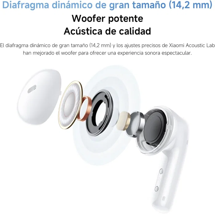 Xiaomi Redmi Buds 6 Active Auriculares True Wireless (TWS) Inalámbricos Bluetooth, Cancelación de Ruido, Batería hasta 30h, 14.2mm Diafragma Dinámico, Blanco, IPX4