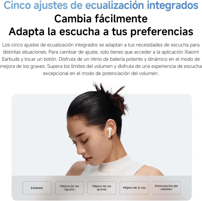 Xiaomi Redmi Buds 6 Active Auriculares True Wireless (TWS) Inalámbricos Bluetooth, Cancelación de Ruido, Batería hasta 30h, 14.2mm Diafragma Dinámico, Blanco, IPX4