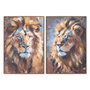 DKD Home Decor Cuadro Lienzo Leon 2 Surtido 70x100 cm (Naranja/Azul)​