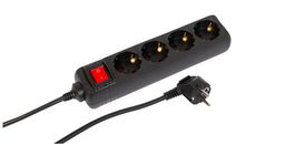MicroConnect Regleta 4 Tomas Schuko con Interruptor ON/OFF, 3M, Negra, Protección Infantil