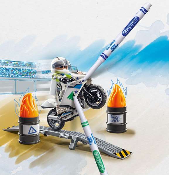 Playmobil Moto de Diversión para Colorear con Accesorios Incluye Rotuladores, Casco y Figura Edad Mínima 5 Años