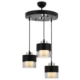 Opviq Lámpara de Araña AV-4288-3T-BSY Metálica Negra y Plata 75cm Alto 40cm Diámetro 3xE27 Bombillas 40W