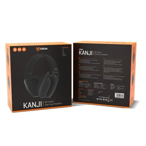 Krom Auriculares Gaming Kanji Inalámbricos Bluetooth 5.3 y Alámbricos Diadema PC PS5 Switch Negro con Micrófono 40mm