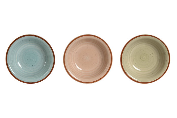 DKD Home Decor Platos de Loza Surtidos 21,5x21,5x5,5 cm