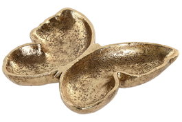 DKD Home Decor Bandeja Vaciabolsillos de Resina Mariposa Dorado