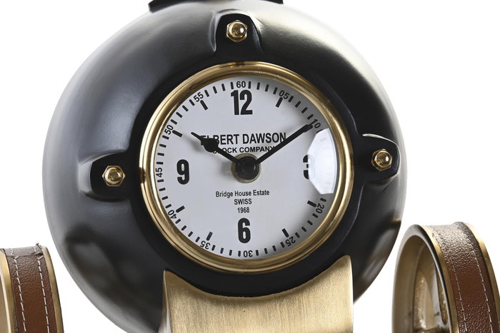 DKD Home Decor Reloj de Sobremesa de Aluminio y Resina Negro y Dorado