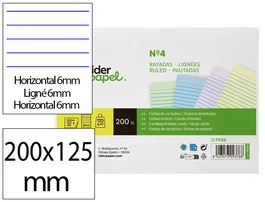 Liderpapel Tarjetas de Estudio Rayadas Colores Pastel 170g 125x200mm