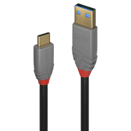 Lindy Cable USB C a USB A Anthra Line 1 m 10 Gbit/s 5A PD Negro, Gris