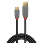 Lindy Cable USB C a USB A Anthra Line 1 m 10 Gbit/s 5A PD Negro, Gris