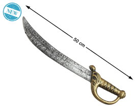 Atosa Espada Pirata de 50 cm con Hoja Curva y Empuñadura Dorada