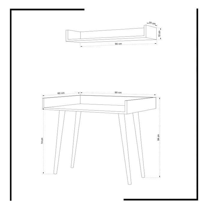 Hanah Home Mesa de Estudio Escandinavo Roble 90x84x60cm