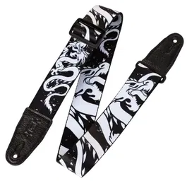 Levy's Correa Eastern Harmony Series 2" de Poliéster - Dragón Negro & Blanco