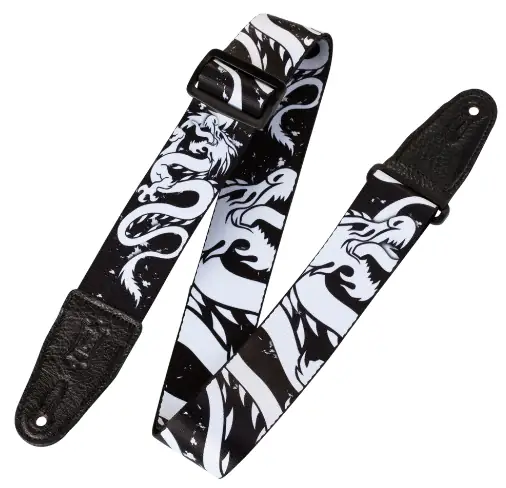 Levy's Correa Eastern Harmony Series 2" de Poliéster - Dragón Negro & Blanco Levy's Correa Eastern Harmony Series 2" de Poliéster - Dragón Negro & Blanco