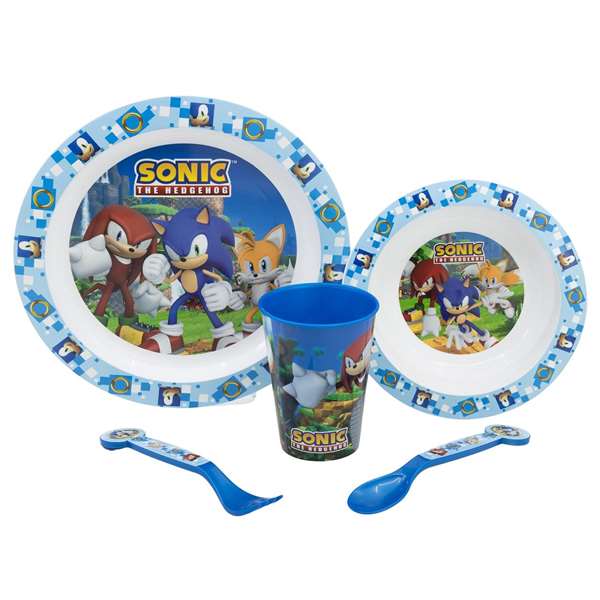 Stor Set Vajilla Infantil Sonic Plato Cuenco Vaso Cuchara Tenedor Microondas Stor Set Vajilla Infantil Sonic Plato Cuenco Vaso Cuchara Tenedor Microondas