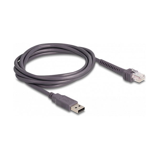 Delock Escáner de Códigos de Barras USB Láser 1D Portátil - Negro, Conexión por Cable 2 m, Soporte, 200 lecturas/s, Resolución 640 x 480