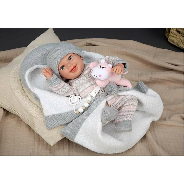 Muñecas Arias Muñeca Reborn Nadia Rosa con Manta 40 cm