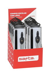 SAFTA Compás Escolar con Lápiz (Expositor de 10 unidades)