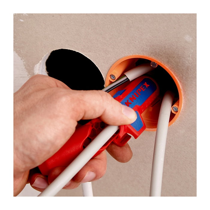 Knipex ErgoStrip Abrazadera de Cable para Instaladores Izquierdos (Zurdo), Capacidad de Pelado 8-13 mm, Color Azul y Rojo Knipex ErgoStrip Abrazadera de Cable para Instaladores Izquierdos (Zurdo), Capacidad de Pelado 8-13 mm, Color Azul y Rojo