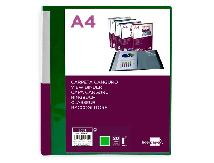 Liderpapel Carpeta de fundas DIN A4 verde translúcido Liderpapel Carpeta de fundas DIN A4 verde translúcido