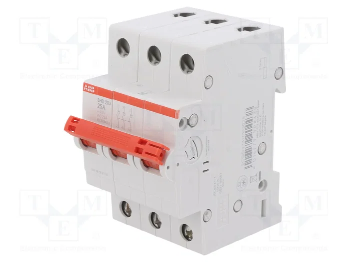 ABB SHD200 Interruptor de aislamiento de 3 polos, 25A, 415VAC ABB SHD200 Interruptor de aislamiento de 3 polos, 25A, 415VAC