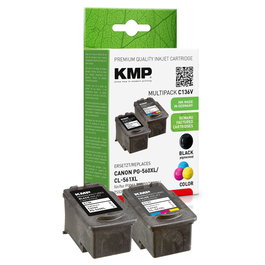 KMP Cartuchos de Tinta Compatibles C136V negro, compatibles con Canon PG560XL CL561XL, pack de 2