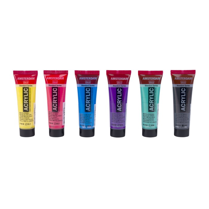 Amsterdam Estuche de pinturas acrílicas colores metálicos serie Standard 6 x 20 ml Amsterdam Estuche de pinturas acrílicas colores metálicos serie Standard 6 x 20 ml