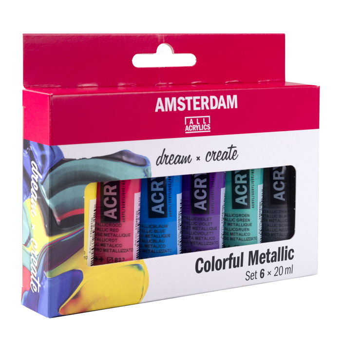 Amsterdam Estuche de pinturas acrílicas colores metálicos serie Standard 6 x 20 ml Amsterdam Estuche de pinturas acrílicas colores metálicos serie Standard 6 x 20 ml