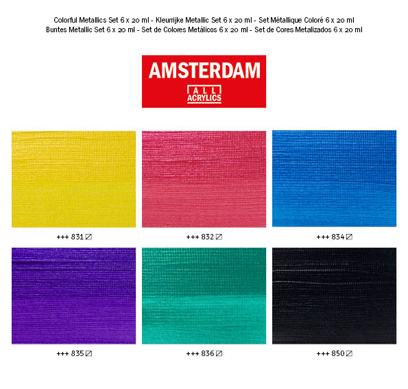 Amsterdam Estuche de pinturas acrílicas colores metálicos serie Standard 6 x 20 ml Amsterdam Estuche de pinturas acrílicas colores metálicos serie Standard 6 x 20 ml
