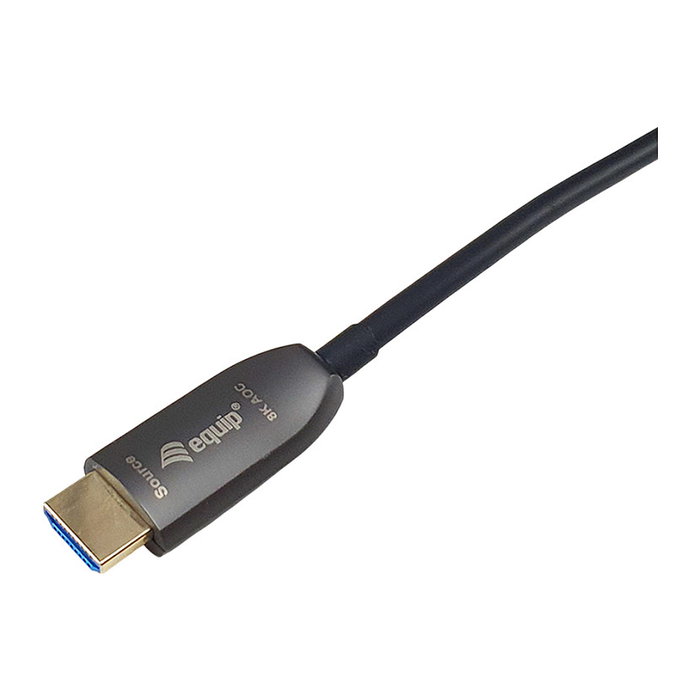 EQUIP Cable Óptico Activo HDMI 2.1 119421 25m 8K/60Hz HDR Ethernet ARC 48Gbps STP Chapado en Oro Negro