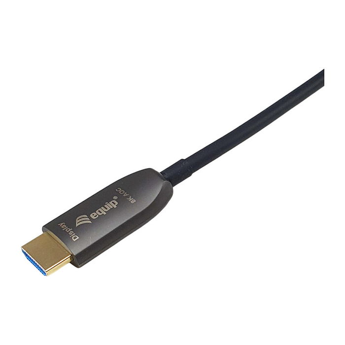EQUIP Cable Óptico Activo HDMI 2.1 119421 25m 8K/60Hz HDR Ethernet ARC 48Gbps STP Chapado en Oro Negro