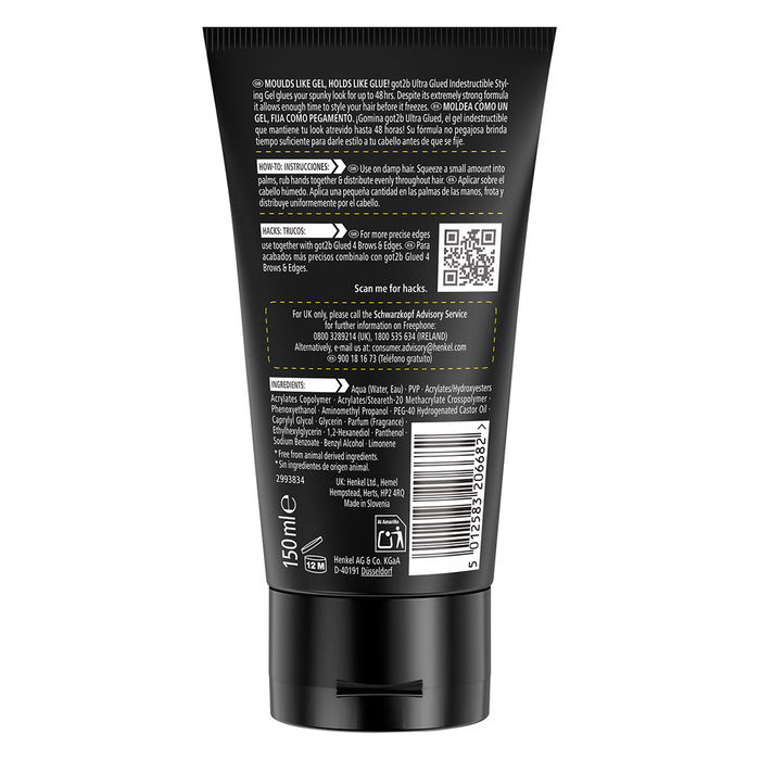 Schwarzkopf Mass Market GOT2B ULTRA GLUED Gel de Peinado 150 ml Schwarzkopf Mass Market GOT2B ULTRA GLUED Gel de Peinado 150 ml