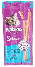 Whiskas Snacks Sticks de Salmón para Gatos - Caja con 28 unidades de 18 g cada una