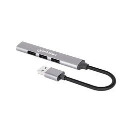 MANHATTAN Hub USB-A de 4 puertos (1x USB 3.2 Gen 1 + 3x USB 2.0) Gris